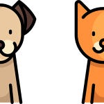 Flat icon chien et chat